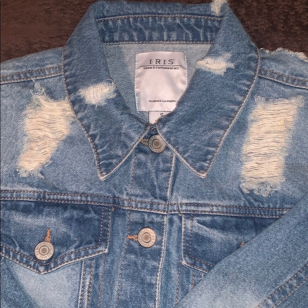 Iris Button Down Distressed Denim Jacket | Size:S - image 6